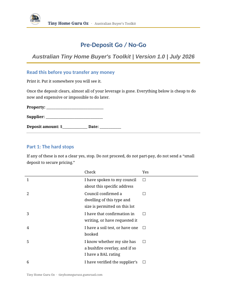 Preview from the Pre-Deposit Go / No-Go file