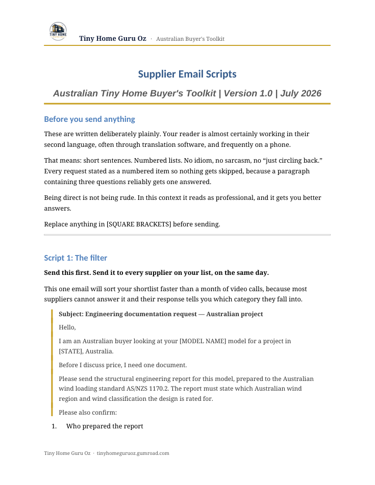 Preview from the Supplier Email Scripts file